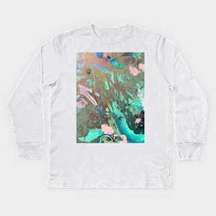 Carribean psychedelic marble ink Kids Long Sleeve T-Shirt